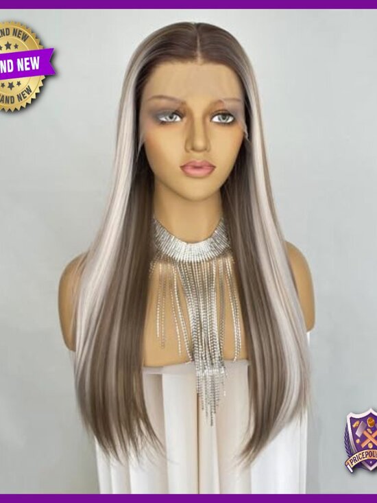 13x4 Lace Front Synthetic Wig 22 Inch Straight Heat Friendly Glueless